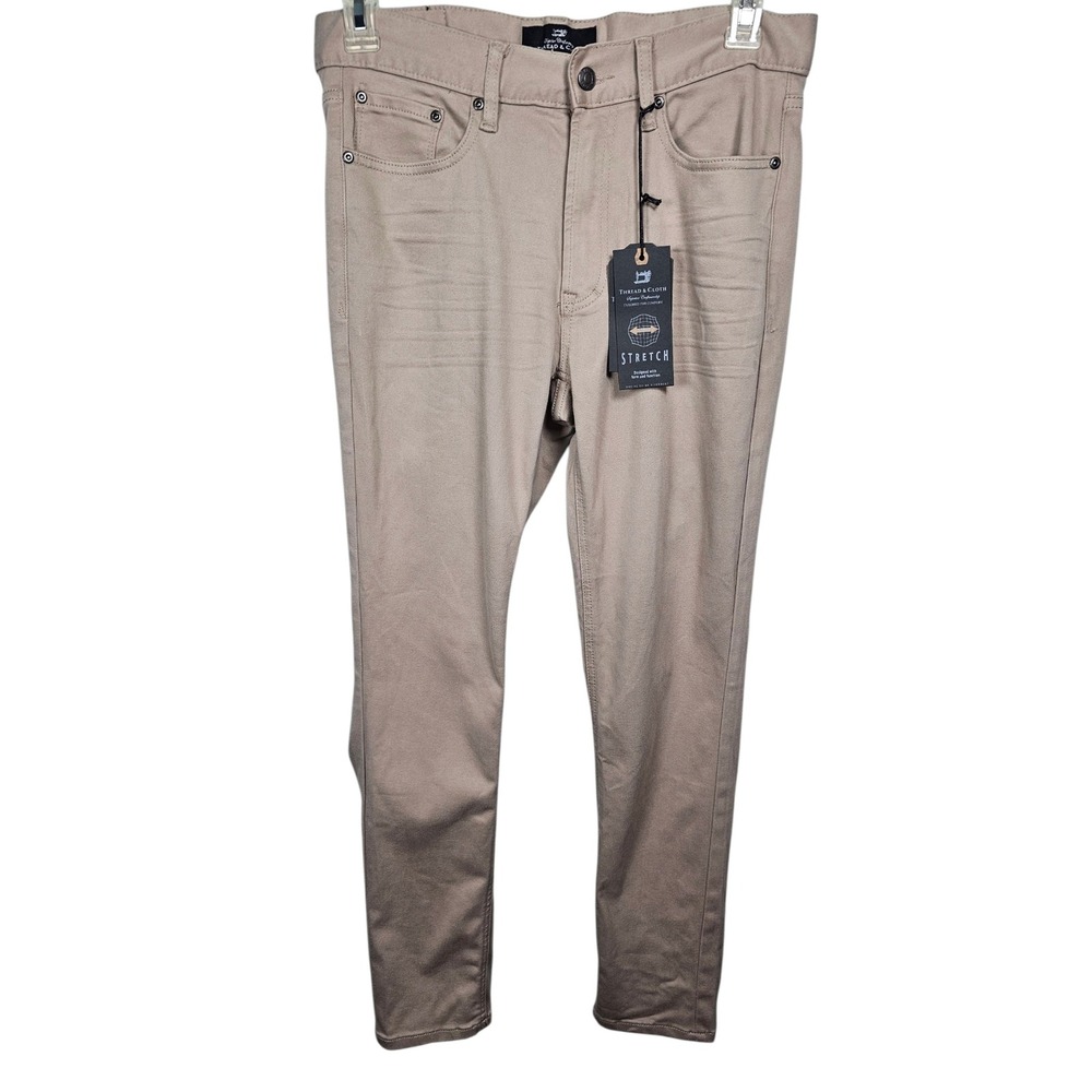 Thread & Cloth Pants Modern Slim Fit Premium Stretch Khaki Tan Mens 30x30